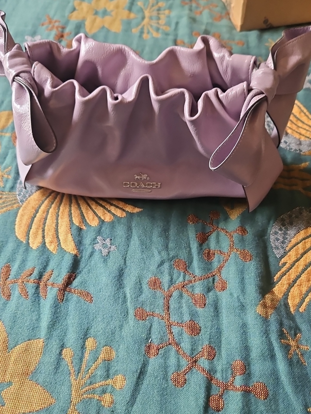 COACH FAYE Lavender Leather Ruffle Shoulder Bag